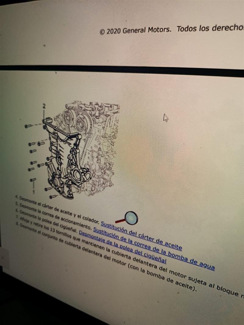 Manual de taller General Motors con esquema de motor